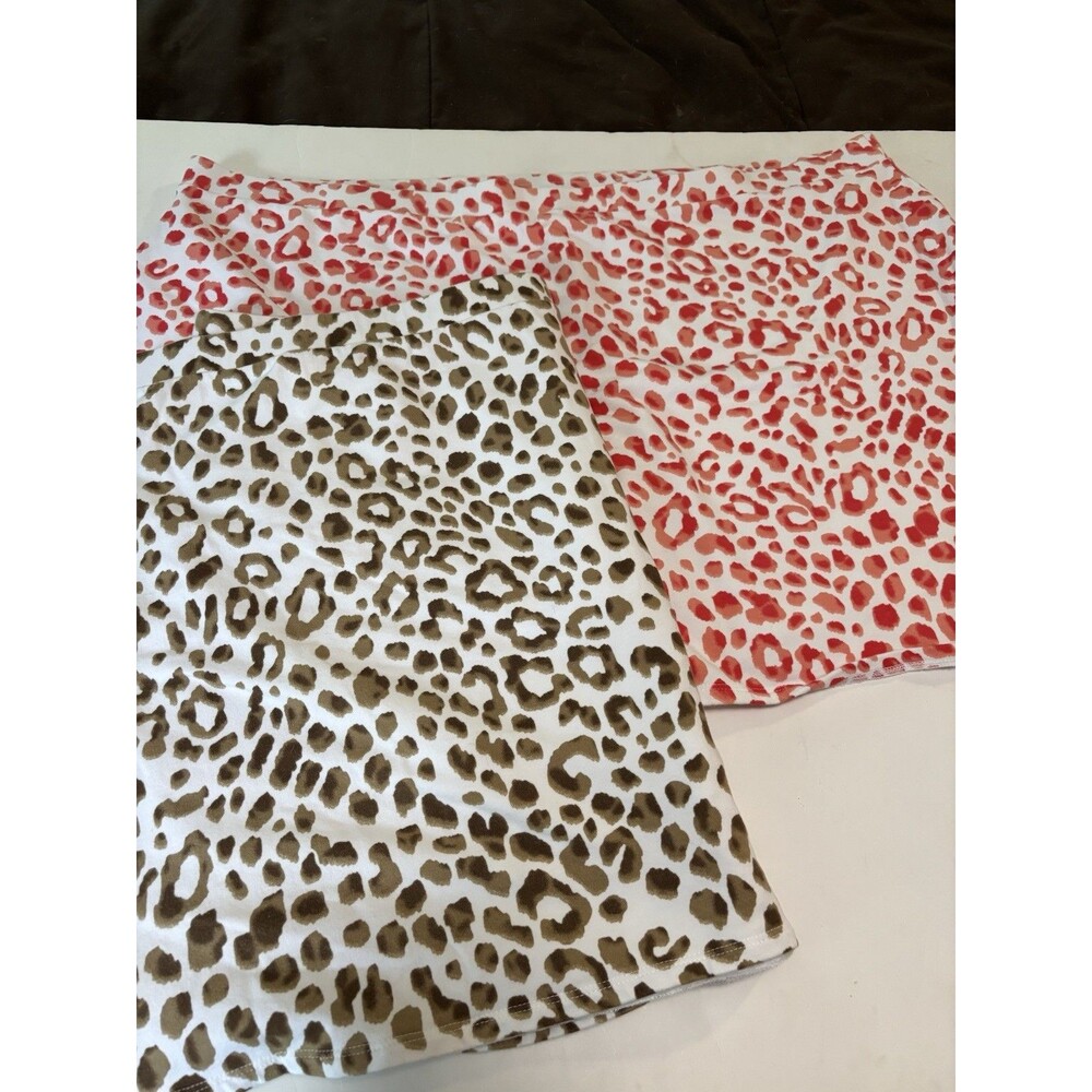 Lot Of 2-Susan Graver Women's 3X Mini Skort Orange Coral,Brown White Pull On